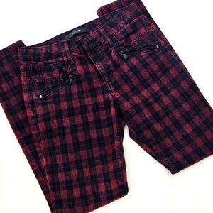 Joe's Zipper Skinny Jeans in Coated Plaid Sz 27